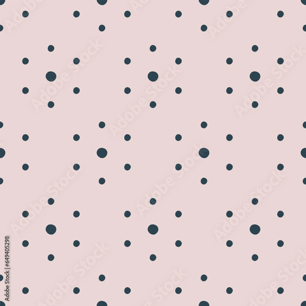 Fototapeta Pastel pink and navy blue geometric pattern with polka dots as floral motifs. Luxurious Scandinavian style neutral geometry flower design. Minimal and simple dotty seamless vector design.