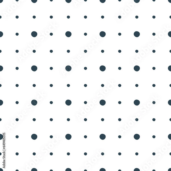 Fototapeta Cute and minimalist small navy blue polka dots on a white background. Simple classical geometric pattern is light and modest. Seamless vector design. 