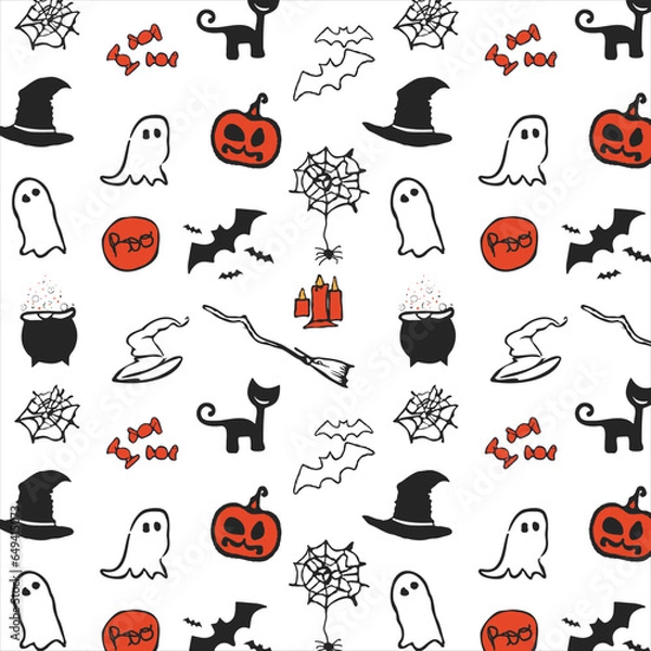 Obraz hand drawn flat halloween pattern