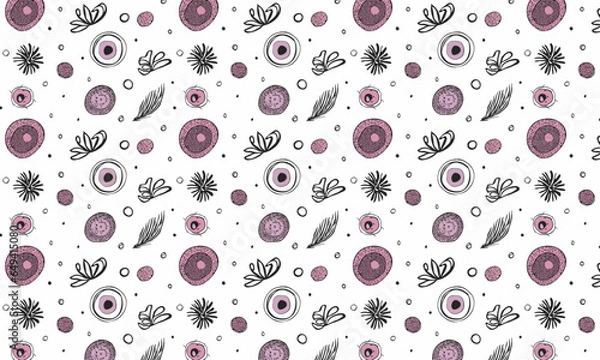 Fototapeta pink pastel hand drawn abstract shapes pattern