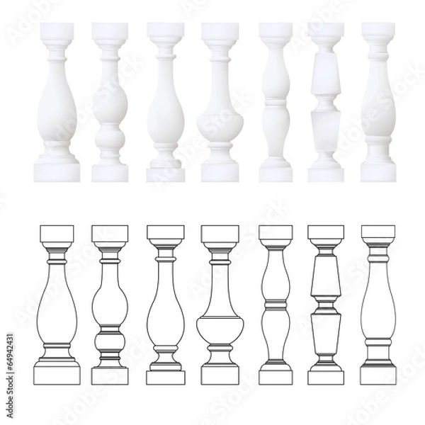 Obraz isolated balustrade , set of vector drawing