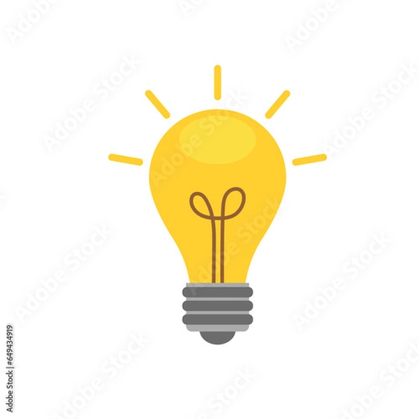 Obraz Light bulb vector icon. Business concept of ideas and creative thinking. Energy symbol.