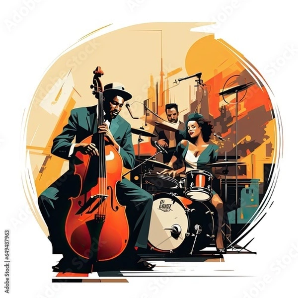 Fototapeta Timeless melodies fill the jazz club isolated on a white background