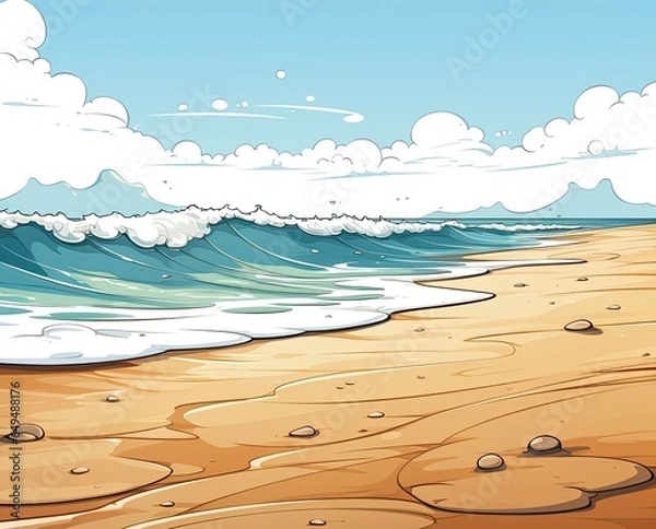 Fototapeta Gentle waves lap against the sandy shore