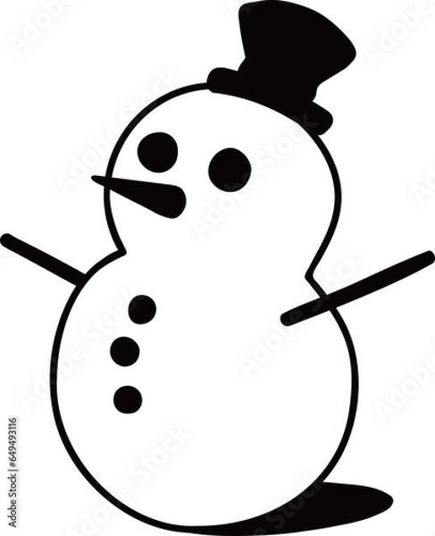 Obraz 左向きの雪だるまアイコン_01_黒