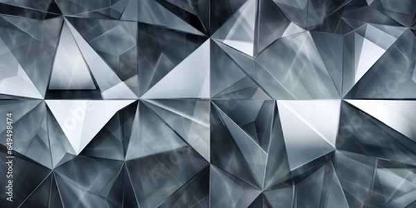 Fototapeta Grey Glass Creative Abstract Geometric Texture. Screen Wallpaper. Digiral Art. Abstract Bright Surface Geometrical Horizontal Background. Ai Generated Vibrant Texture Pattern.
