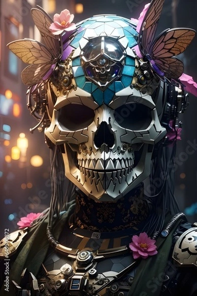 Fototapeta Enchanted Cyber Skull - Generative AI




