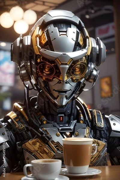 Fototapeta Radiant Robot Face - Generative AI




