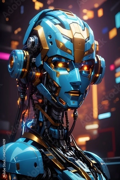 Fototapeta Radiant Robot Face - Generative AI




