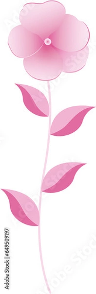 Fototapeta Gradient pink flower with leaves, png file no background