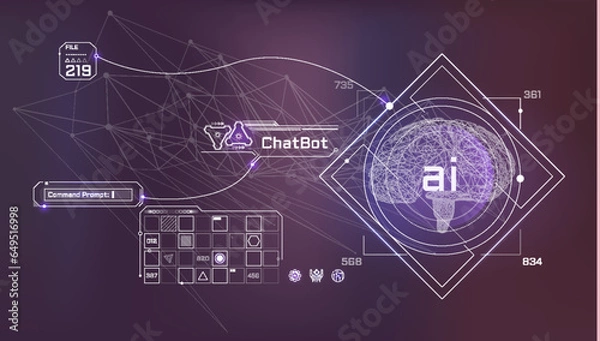 Fototapeta Vector infographics data analysis by artificial intelligence.