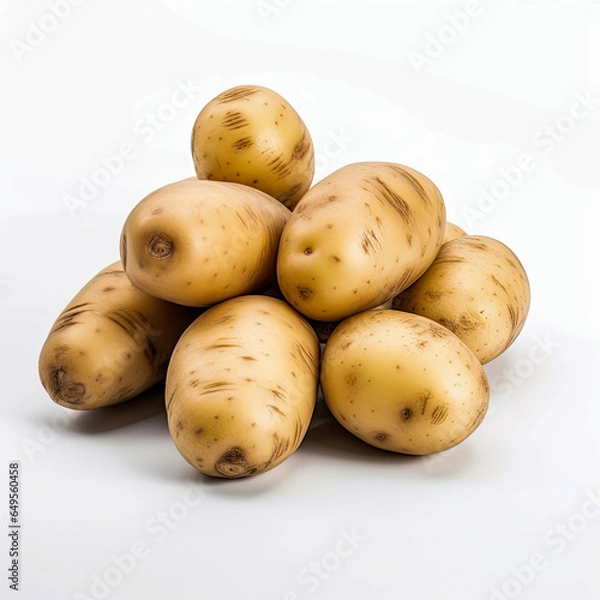 Fototapeta Isolated potato in white background, with clipping path, Generative AI