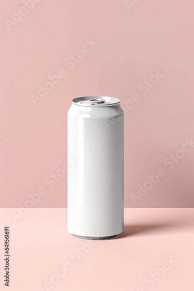 Obraz Soda Can Mockup White with shades white background, AI Generated