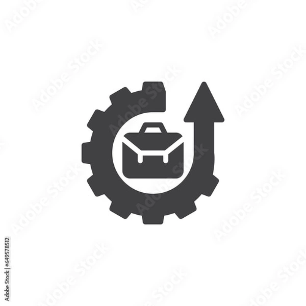 Fototapeta Gear with briefcase and arrow vector icon