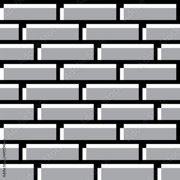 Fototapeta Brick patterns, grey blocks, pixel art, seamless images, creative printing, fabric screen printing. Illustrations or background images of any kind
Vector work type