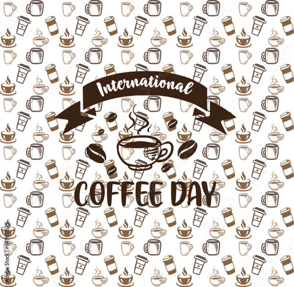 Obraz International Coffee Day Pattern Seamless Background