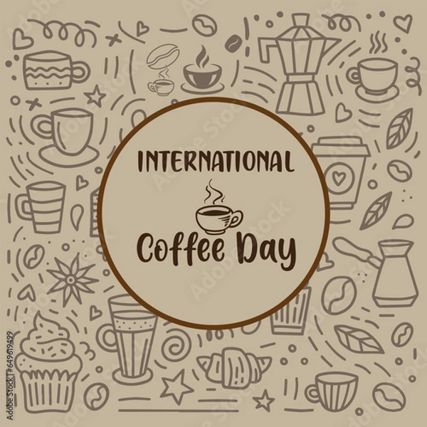 Obraz International Coffee Day Pattern Seamless Background