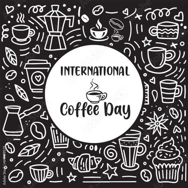 Obraz International Coffee Day Pattern Seamless Background