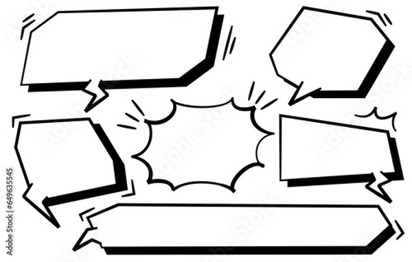 Obraz 立体的なかっこいい吹き出し　白黒　Cool three-dimensional speech bubble