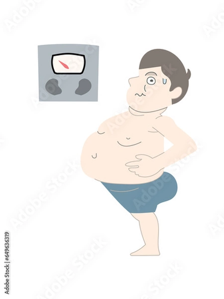 Obraz ダイエット　太る　痩せる　男性　体重計　セット素材
