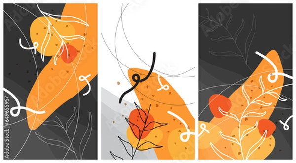 Fototapeta Abstract doodle art. Set of vector illustrations backgrounds