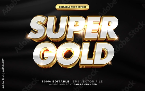 Fototapeta 3d Super White Gold sparkle text style effect template editable text effect