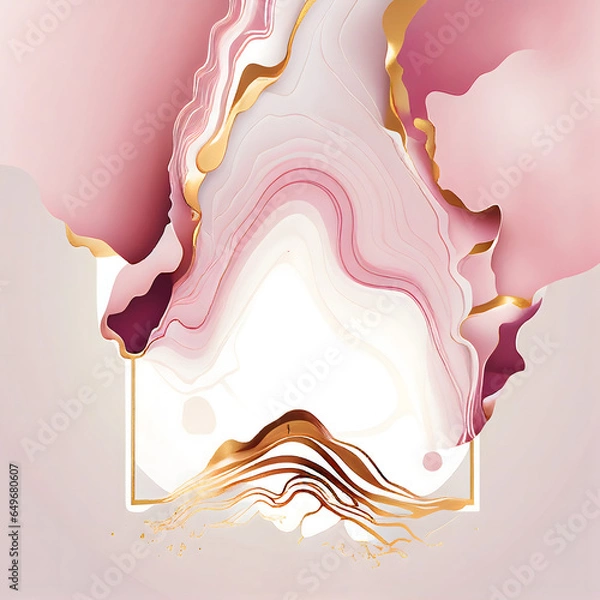 Obraz Abstract marble dusty rose blush liquid watercolor background with gold lines. Royal pink taupe alcohol ink drawing effect backdrop for obituary, menu, invitation, corporate flyer. Generative AI.