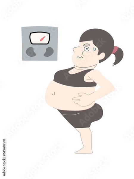 Obraz ダイエット　太る　痩せる　女性　体重計　セット素材