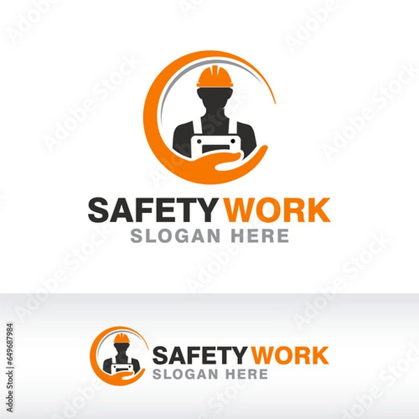 Fototapeta safety work logo design vector template