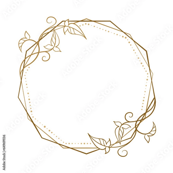 Fototapeta Vector round floral frame with ivy leaves decoration