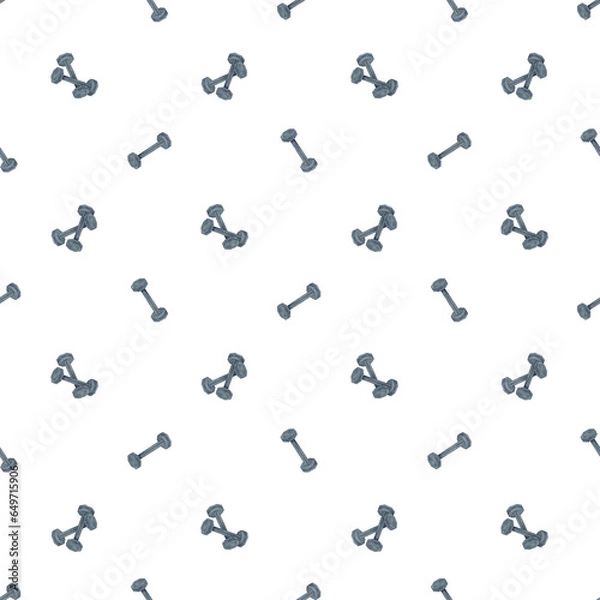 Obraz Seamless pattern with dumbbells. Fitness, weight training. Watercolor illustration isolated on a white background. Hand drawn