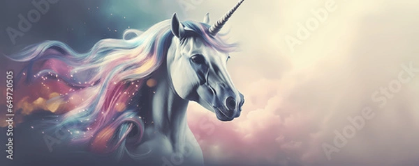 Fototapeta Unicorn's Grace: Enchanted Fantasy in a Magical Real - unicorns, magical, enchanted, fantasy, ethereal, majestic, dreamlike, wonder, landscape, enchanting, whimsical, horn, forest, art, beast