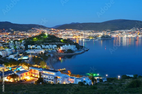 Fototapeta Night view of Bodrum, Turkey