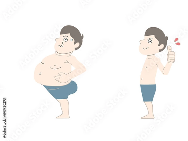 Obraz ダイエット　太る　痩せる　男性　セット素材