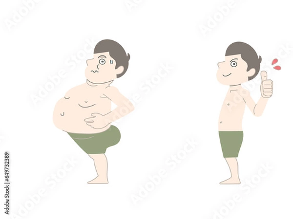 Obraz ダイエット　太る　痩せる　男性　セット素材