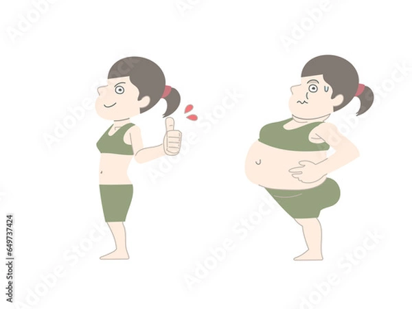Obraz ダイエット　太る　痩せる　女性　セット素材