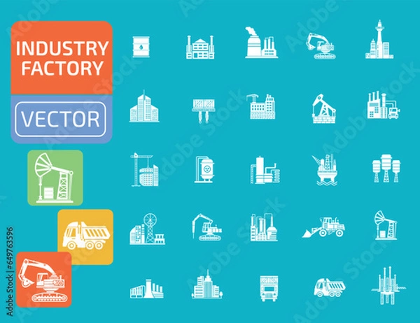 Obraz Industry And Energy Vector Icon Set