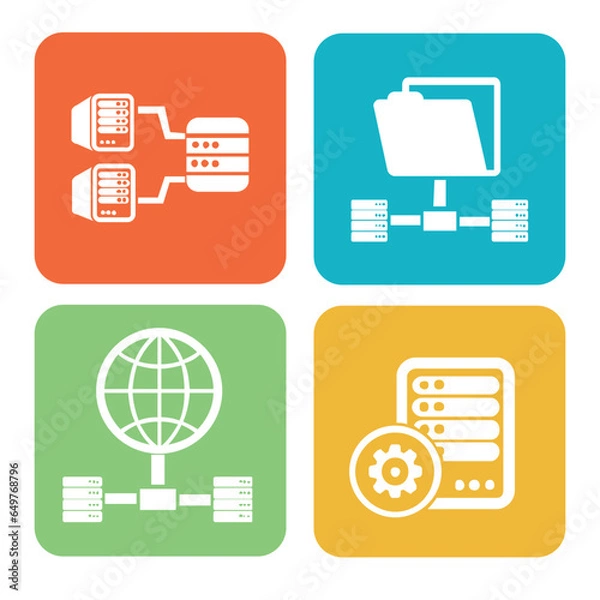 Obraz Database And Network Vector Icon Set
