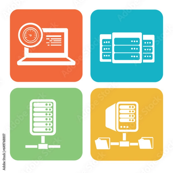 Obraz Database And Network Vector Icon Set
