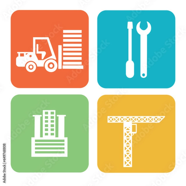Obraz Construction And Industry Vector Icon Set