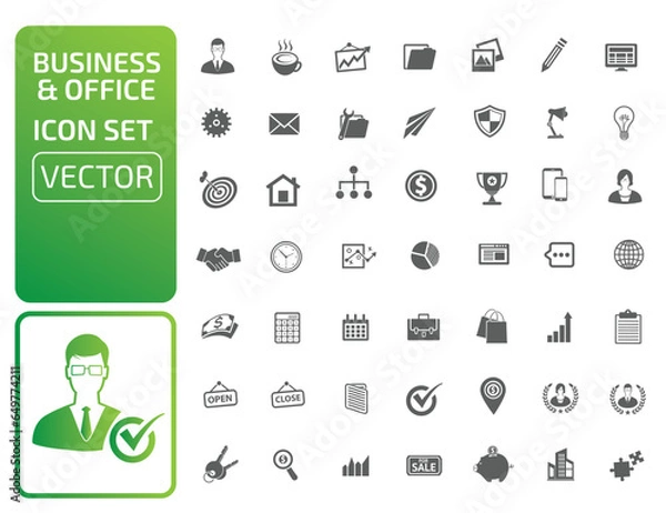 Fototapeta Business And Office Vector Icon Set