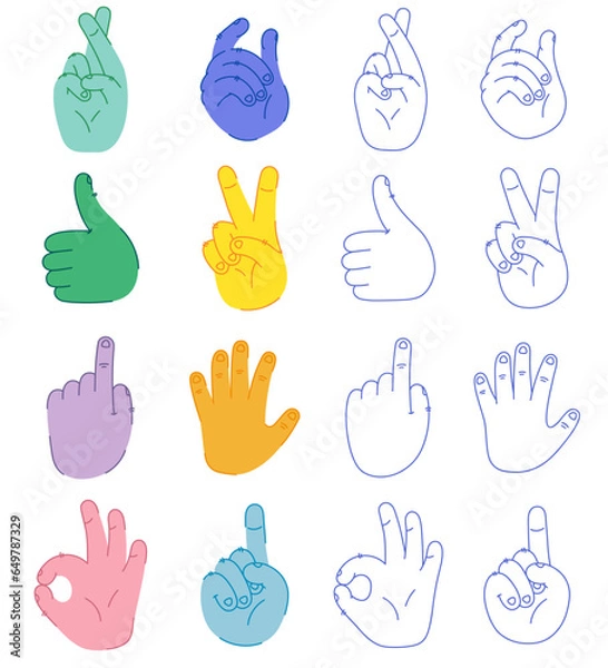 Obraz Hands expression and emotions, line illustration