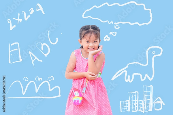 Obraz A girl with a bright smile and imagination all around her.