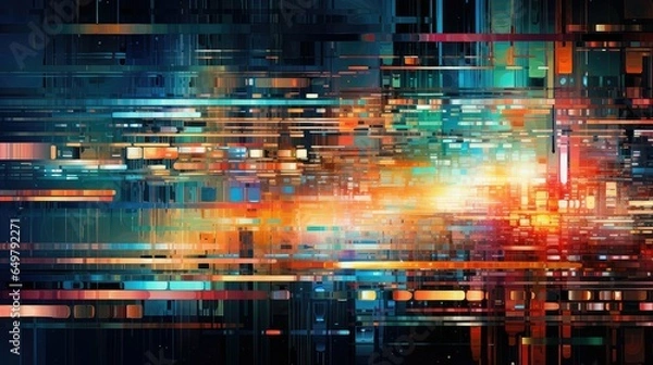 Fototapeta noise glitch art chaos illustration computer digital, television technology, flow decay noise glitch art chaos