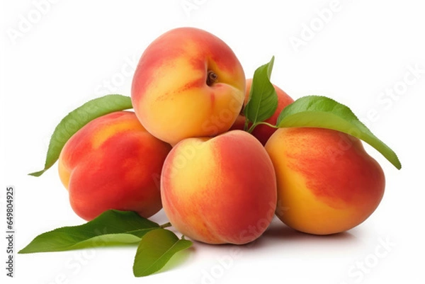 Obraz Peach Fruit on White background, HD
