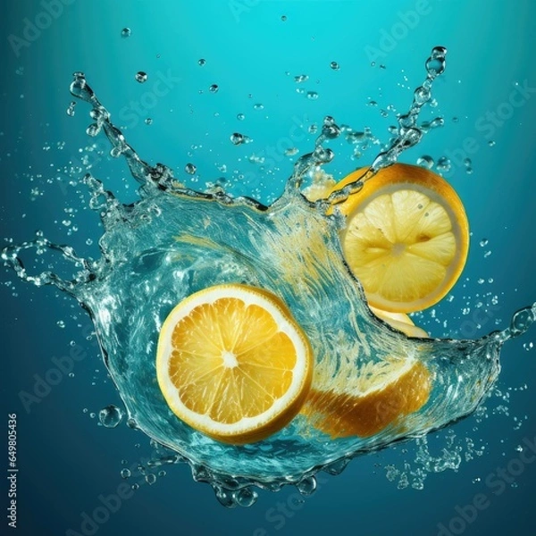 Fototapeta lemon in water splash isolated on white