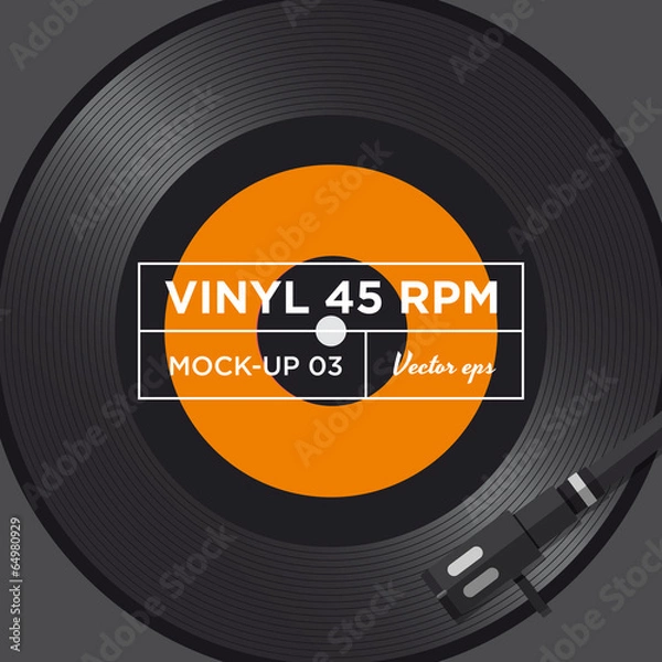 Fototapeta Vinyl record 45 RPM mock up