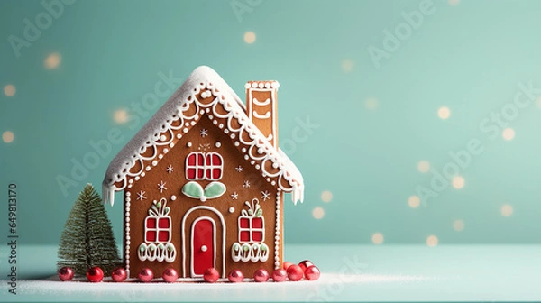 Obraz Christmas ginger bread house in green color