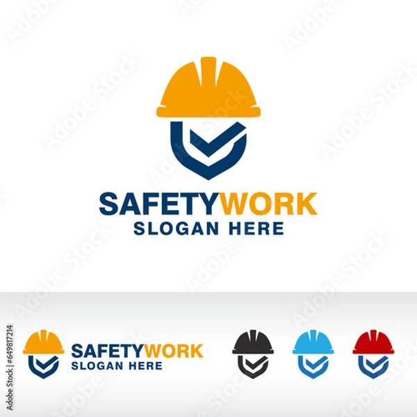 Fototapeta safety work logo design vector template