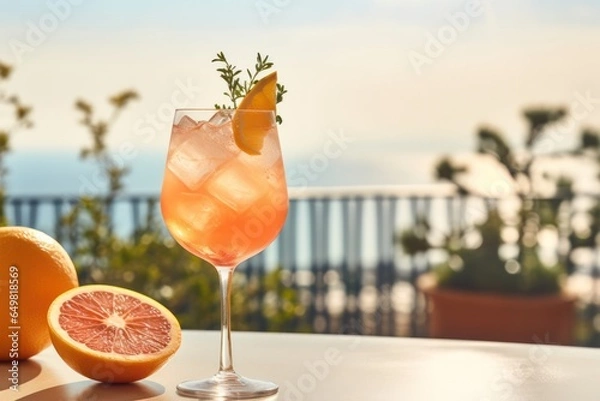 Fototapeta Refreshing shot of a tangy grapefruit spritz